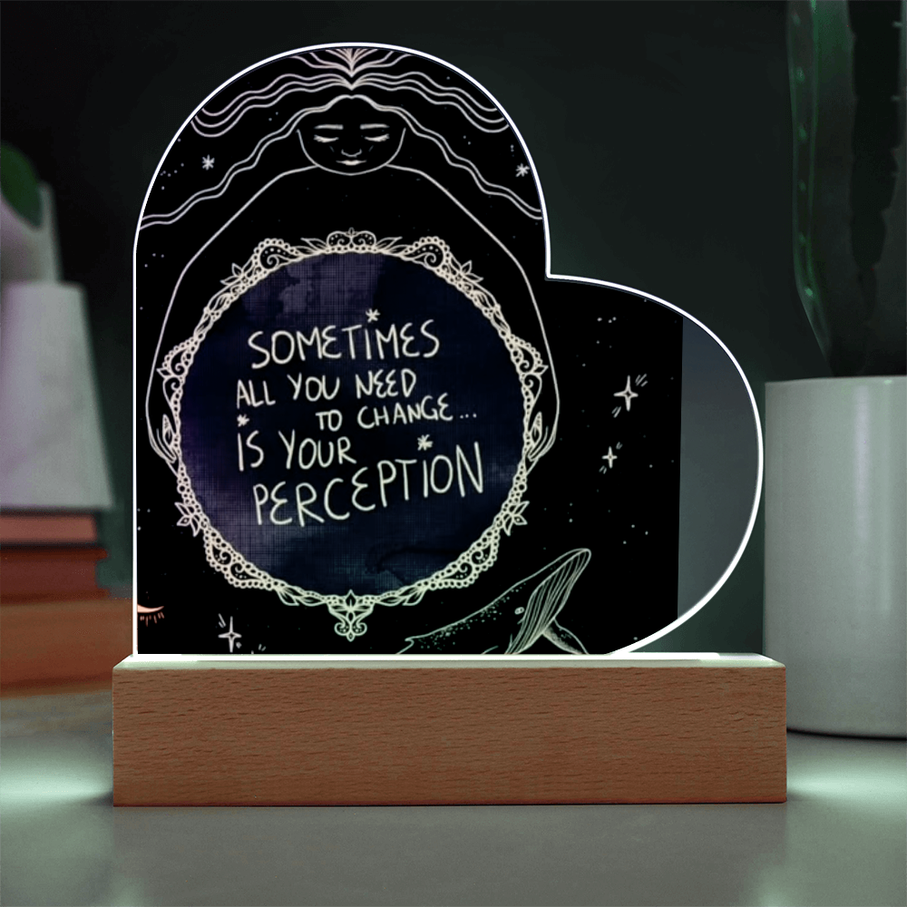 Heaven Here Heaven Now Heart Acrylic Plaque with LED lights