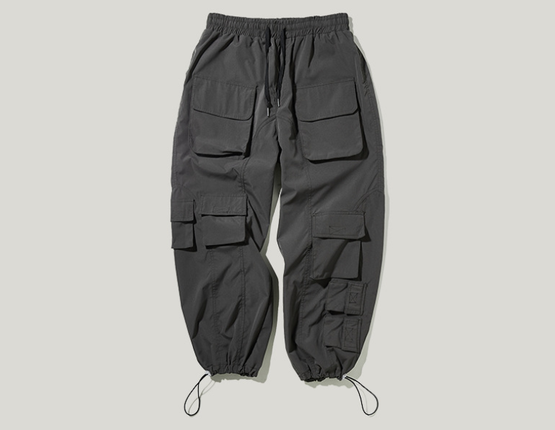 Men's Drawstring Cargo Pants with Multiple Pockets
